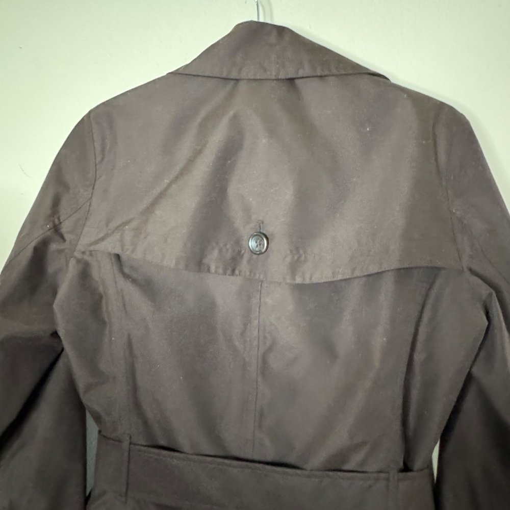 Lands End Double Breasted Belted Brown Women's Trench Coat XS Water Resistant - Picture 7 of 14